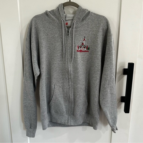Hanes Tops - Disney Parks 2019 Holiday "We Bring the Merry" Gray Zip Up Hoodie - Medium